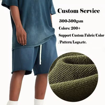 Vintage Distressed Acid Wash Shorts 100% Cotton Raw Edge Drawstring Closure Streetwear - Image 6
