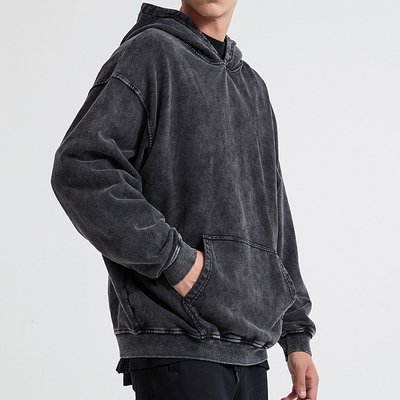 Vintage Hooded Sweatshirt Faded Distressed Acid Wash 420Gsm Heavyweight 100 Cotton Blank Oversized - Image 5