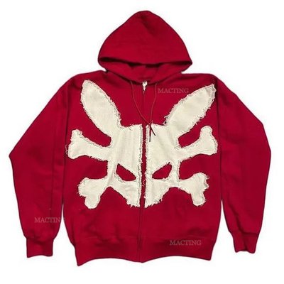 WASHED Custom 500 Gsm Streetwear Heavyweight French Terry Vintage Acid Wash Distressed Patch Applique Embroidery Zip Up Hoodie - Image 9
