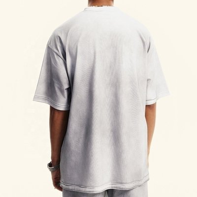Washed Grey Oversized T Shirt Summer Sorona Fabric Quick Dry Cool Streetwear Heavyweight - Image 4