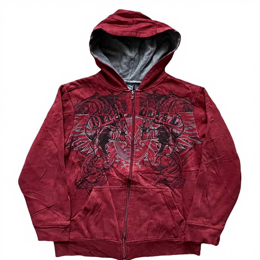 Men's heavyweight sun faded wash zip up hoodie rhinestone print custom MOQ10