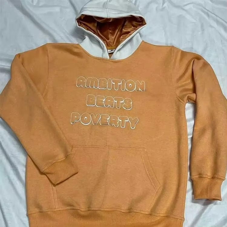 Wholesale Men's Basic Solid Color Thick Cotton Custom Hooded Sweatshirts Silk Satin Lined Hoodies