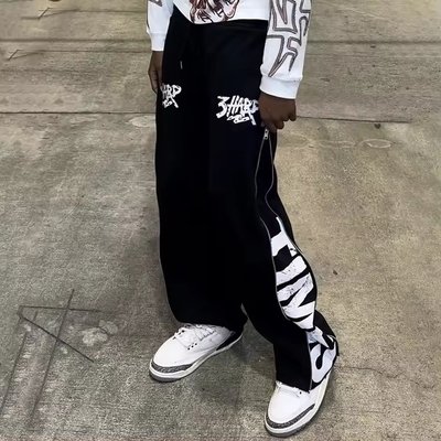 Zip Up Side Cotton French Terry Mens Sweatpants with Elastic Waist and Zipper Closure - Image 2