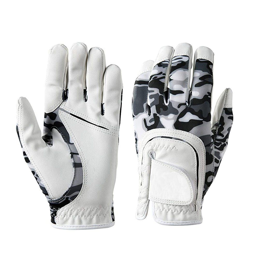 2025 White Camo Leather Golf Gloves – High Quality Durable Sports Gloves with Custom Size, Logo & Right Hand Usage - Image 2