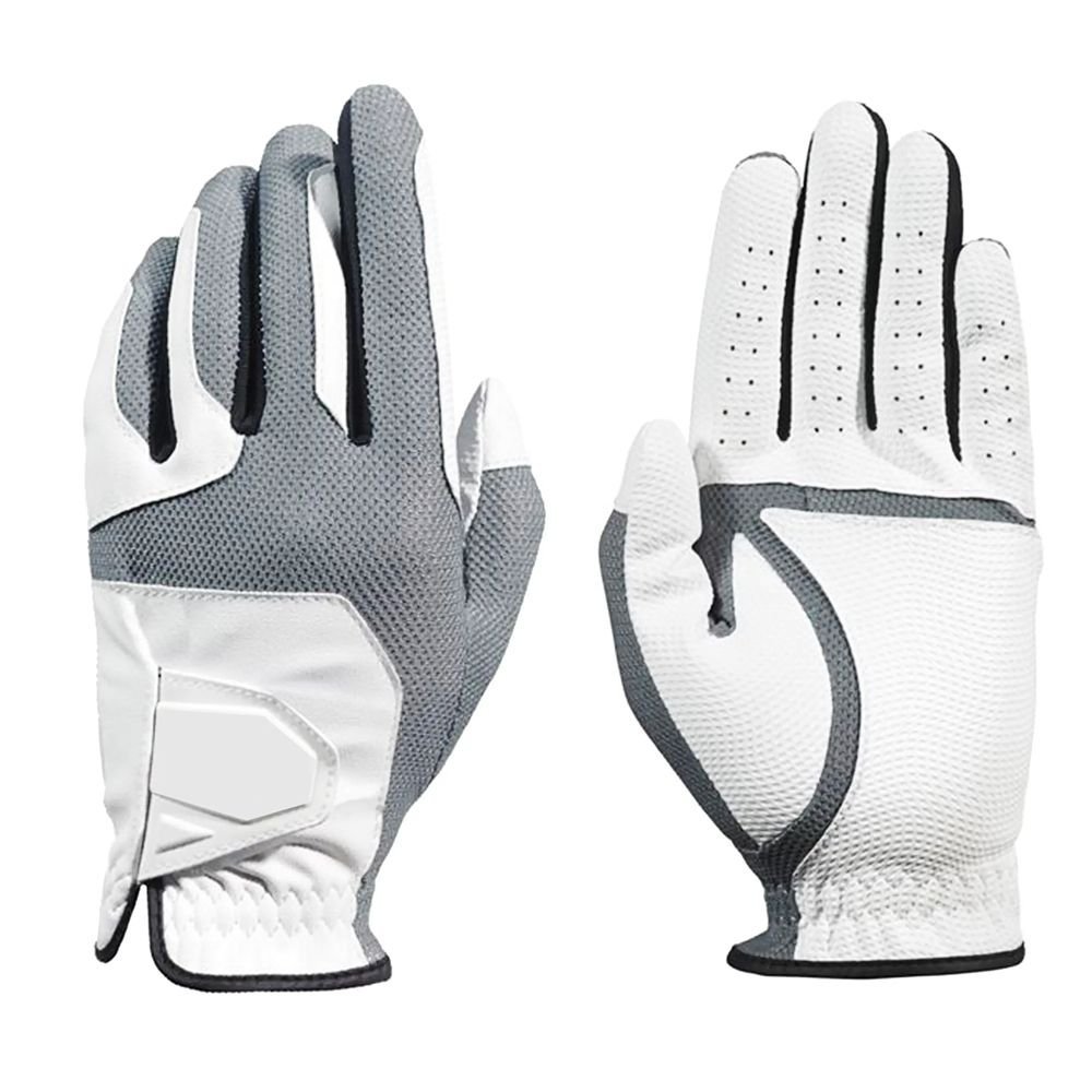 White professional golf gloves for men and women with custom logo embroidery and breathable design