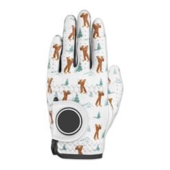 Custom printed golf gloves with team logo and winter design pattern available in bulk wholesale