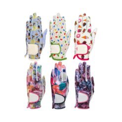 Custom-design Cabretta leather men's left-hand golf gloves with personalized printed logo and branding for wholesale orders