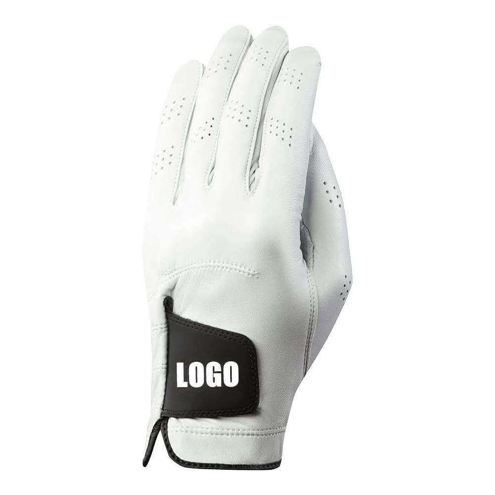 Custom design left-hand sheepskin golf gloves with cabretta leather professional grip for enhanced performance and durability on the golf course