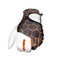 Custom designed sheepskin men's golf gloves with adjustable wrist strap and advanced grip technology for professional and amateur golfers