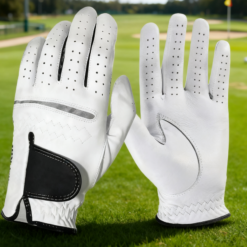 Custom logo cabretta leather golf gloves for men and women with anti-slip grip and breathable design