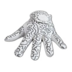 Premium cabretta leather custom golf gloves in white and tan, featuring breathable design and soft leather construction for enhanced grip and comfort