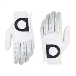 Custom logo Cabretta leather golf gloves in full-colour with breathable design for wholesale sports apparel