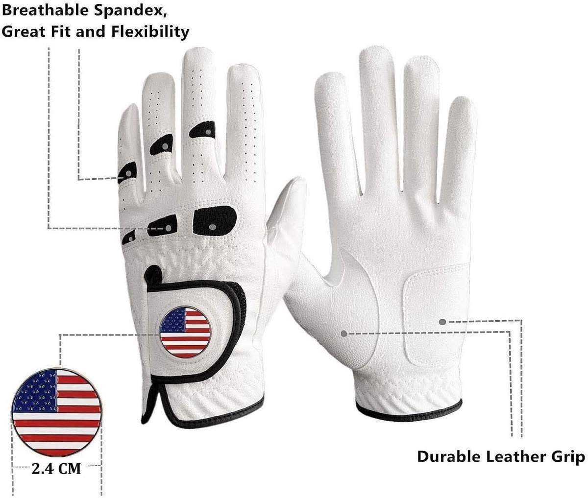 Factory Custom Durable Cabretta Leather Sheepskin Waterproof Breathable Women’s Golf Gloves – Left Hand Elastic Fit for Sports Use - Image 3