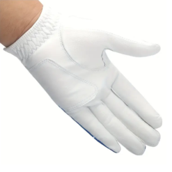 Custom Cabretta leather men's left hand golf gloves with personalised printed branding