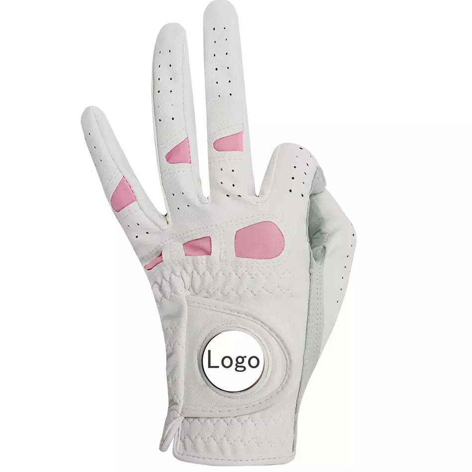 Genuine Cabretta & Synthetic Leather Golf Gloves – White Sports Gloves with Custom Logo Patch Palm, All-Season Comfortable Adult Golf Gloves - Image 2