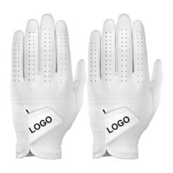 Custom Cabretta leather golf gloves for men in left and right hand with reinforced palm grip and adjustable Velcro closure
