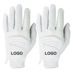 Premium left-hand Cabretta leather golf glove with custom logo featuring breathable design and superior grip performance for golfers
