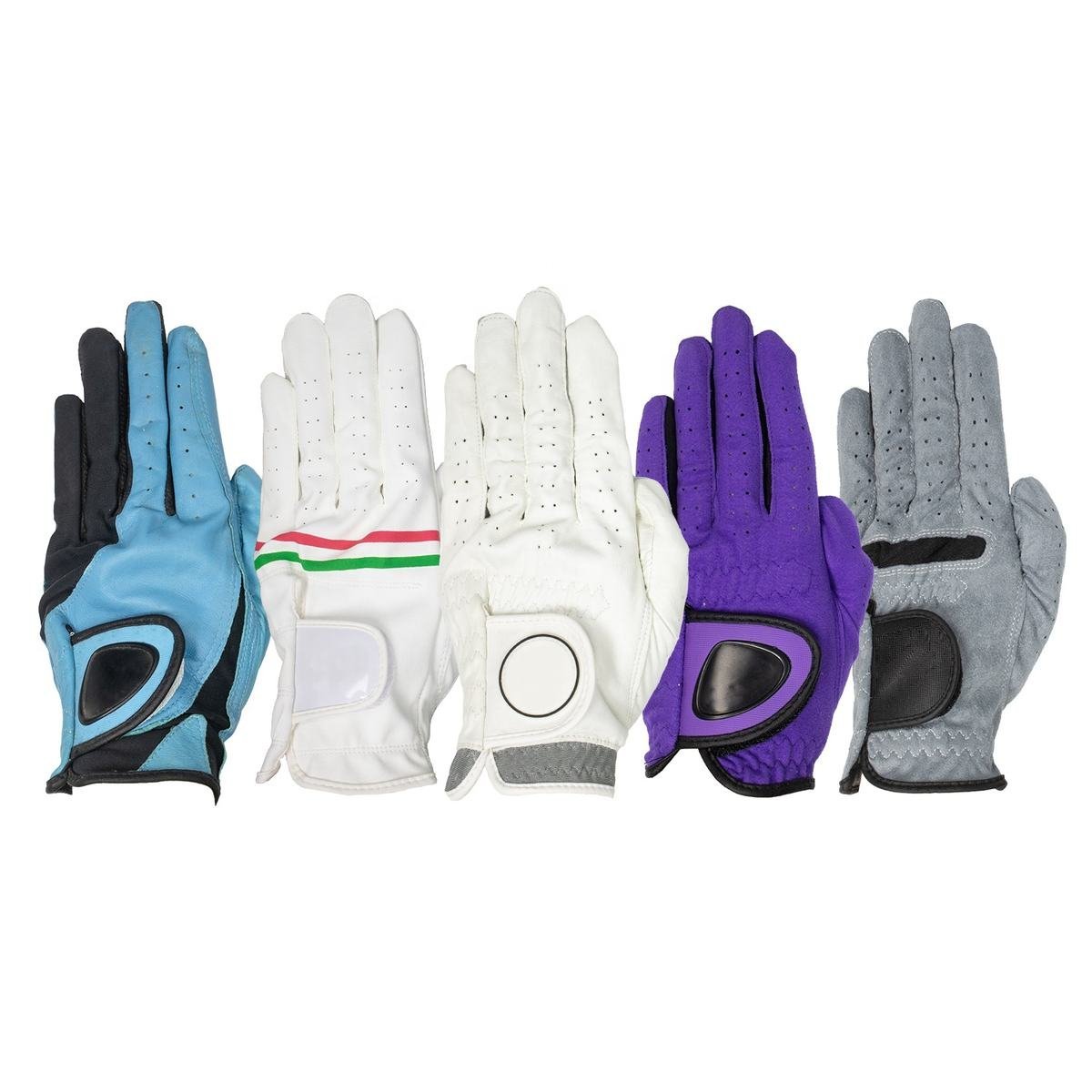 Custom logo green and white cabretta leather golf gloves with zero friction design for men and women