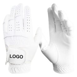 Anti-slip cabretta leather golf gloves for men and women with custom logo embroidery and professional PU grip technology