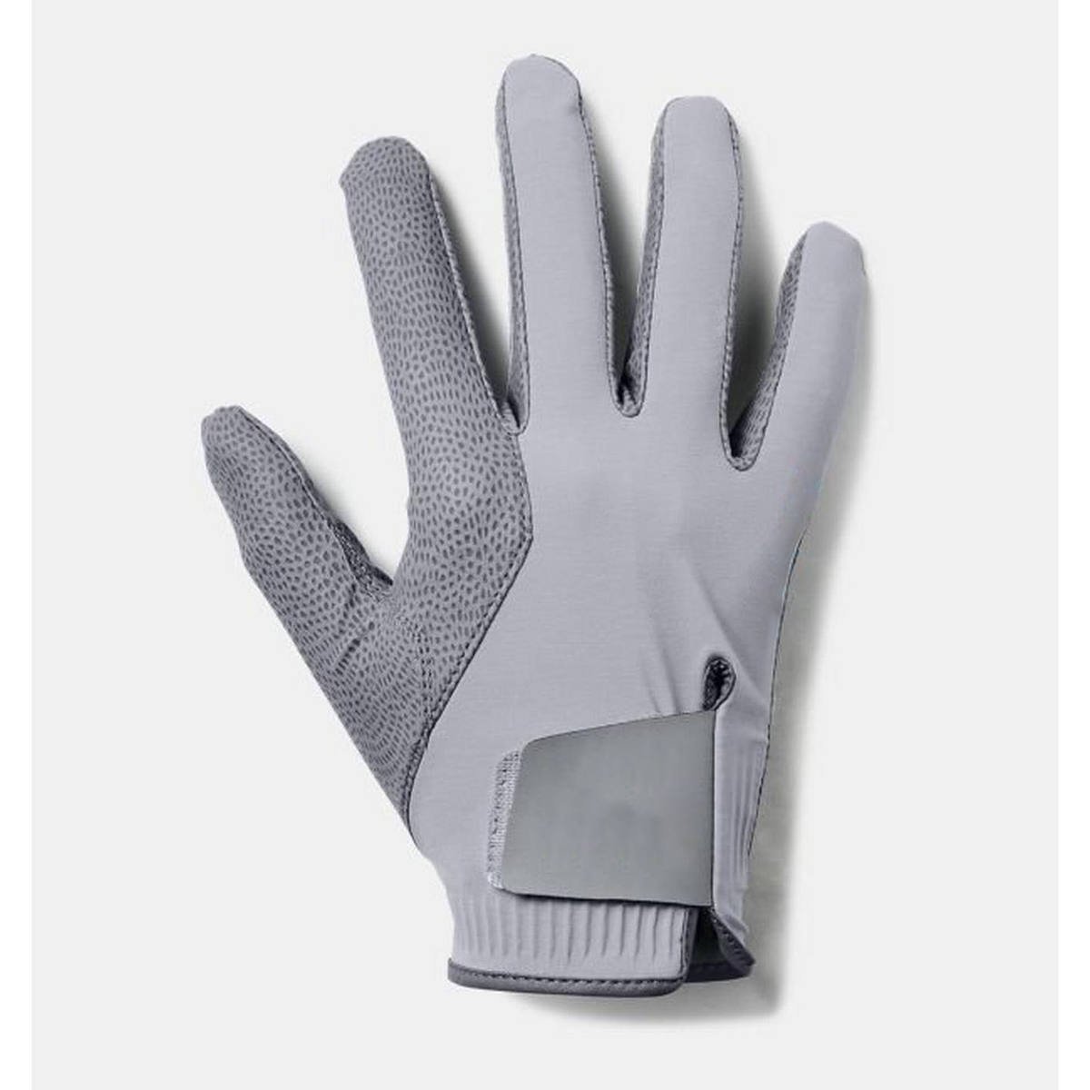 Wholesale custom logo cabretta leather golf gloves for men showing breathable white leather material with embroidered logo placement on thumb