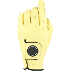 Men's and women's anti-slip cabretta leather golf gloves with adjustable wrist strap and custom embroidered logo option