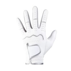 Premium cabretta leather golf gloves with breathable non-slip grip, available in custom colours for men and women left-hand golf shots