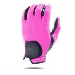 Premium Cabretta leather golf gloves in white with custom printed logo design, professional right-hand sports gloves for wholesale orders