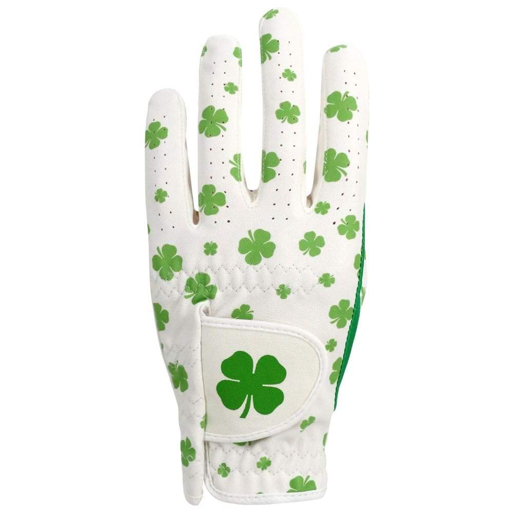Premium white cabretta leather golf gloves with anti-slip palm grip and custom logo embroidery for left-hand golfers