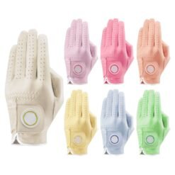 Professional brown and white men's cabretta leather golf gloves with superior grip and comfort for wholesale bulk orders