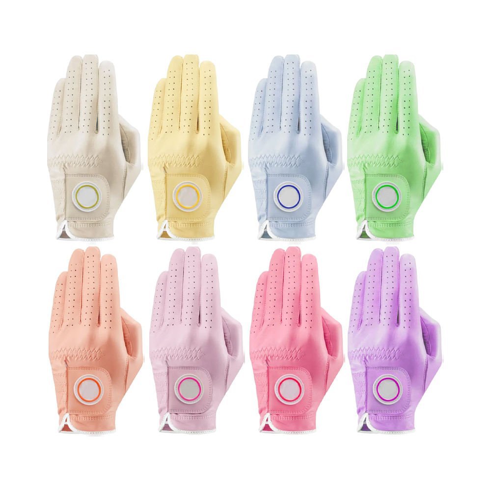 Custom leather Cabretta golf gloves with embroidered logo printing for private label wholesale orders