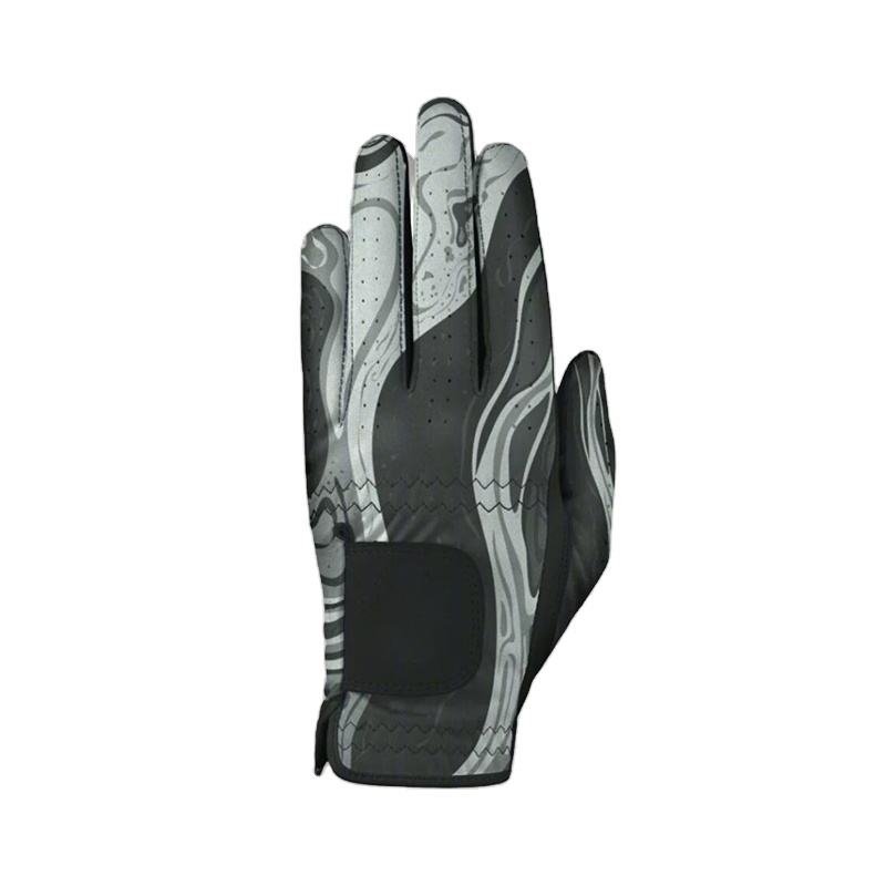 Custom printed Cabretta sheepskin leather golf gloves with non-slip grip for men, available for bulk wholesale orders
