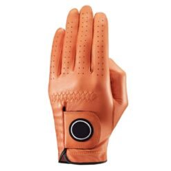 OEM Cabretta leather golf gloves with anti-slip design in black and tan for men and women