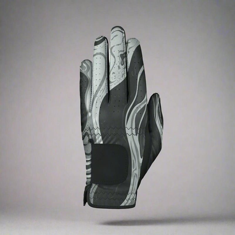 Custom breathable microfiber leather golf gloves for men with hook-loop closure in black