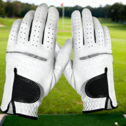 Premium sheepskin and microfiber wholesale golf gloves with non-slip grip and full-finger design