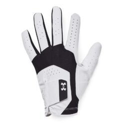 Premium cabretta leather left-hand golf glove with magnetic ball marker for enhanced grip and golf performance
