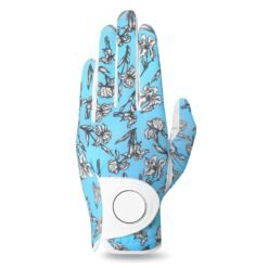 Custom printed men's sheepskin golf gloves with full finger design and adjustable hook loop closure system