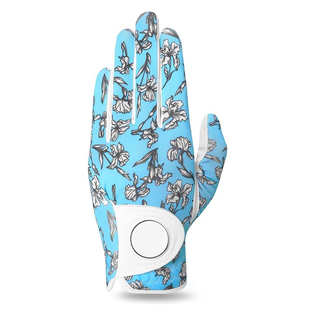 Custom printed men's sheepskin golf gloves with full finger design and adjustable hook loop closure system