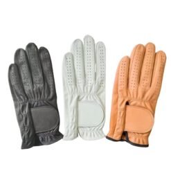 Professional custom sheepskin golf gloves for men featuring breathable material, durable construction, and custom logo embroidery options for wholesale and OEM orders