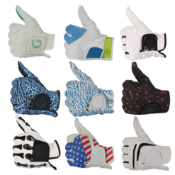 Premium sheepskin cabretta leather golf gloves for men with custom logo embroidery, wholesale practice gloves in white and tan for professional golfers