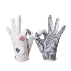 Professional custom leather golf gloves with hand-fit design displayed on white background, showcasing premium craftsmanship for wholesale and promotional use