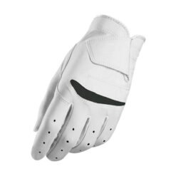 Premium cabretta leather golf gloves with custom embroidered logo, featuring anti-slip palm grip and full-fit design for wholesale bulk orders