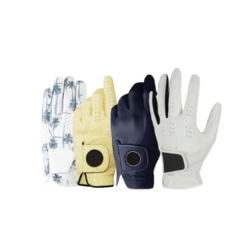 White sheepskin custom logo golf gloves for men with adjustable hook and loop strap for premium outdoor play