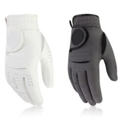 Custom logo cabretta leather golf gloves left hand with removable ball marker and durable breathable fit for wholesale bulk orders