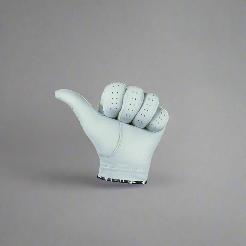 Wholesale Custom Logo Sheepskin Golf Gloves Breathable Anti-Slip Adjustable Wrist Strap Hook & Loop Closure White Men’s Golf Gloves - Image 4