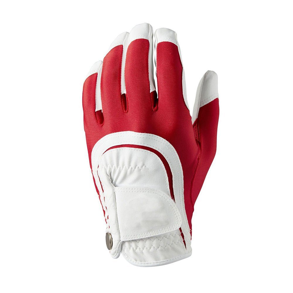 Wholesale Stylish Cabretta Leather Golf Gloves | Anti-Slip Full Finger Breathable Custom Logo Red & White Design - Image 3