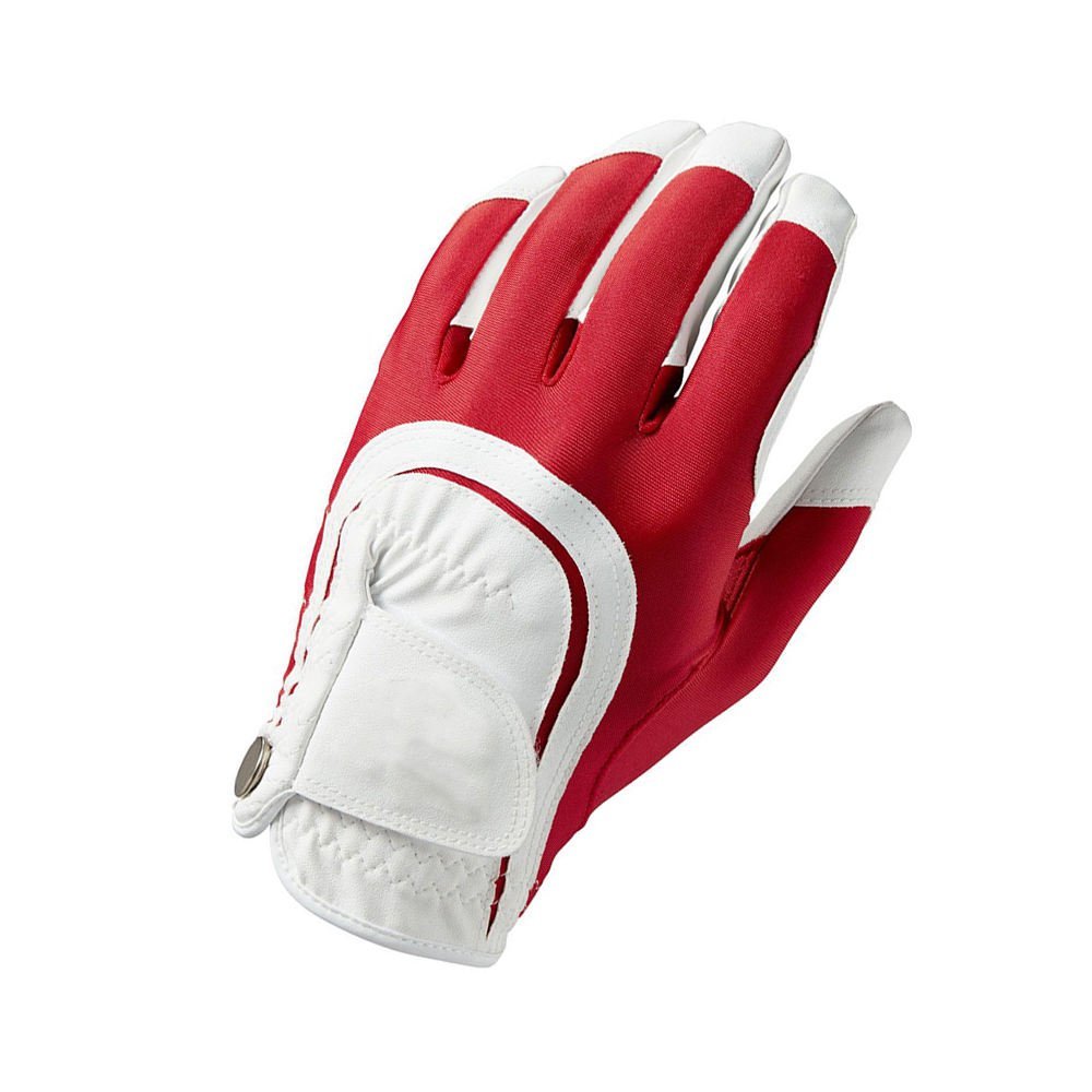 Wholesale Stylish Cabretta Leather Golf Gloves | Anti-Slip Full Finger Breathable Custom Logo Red & White Design - Image 4