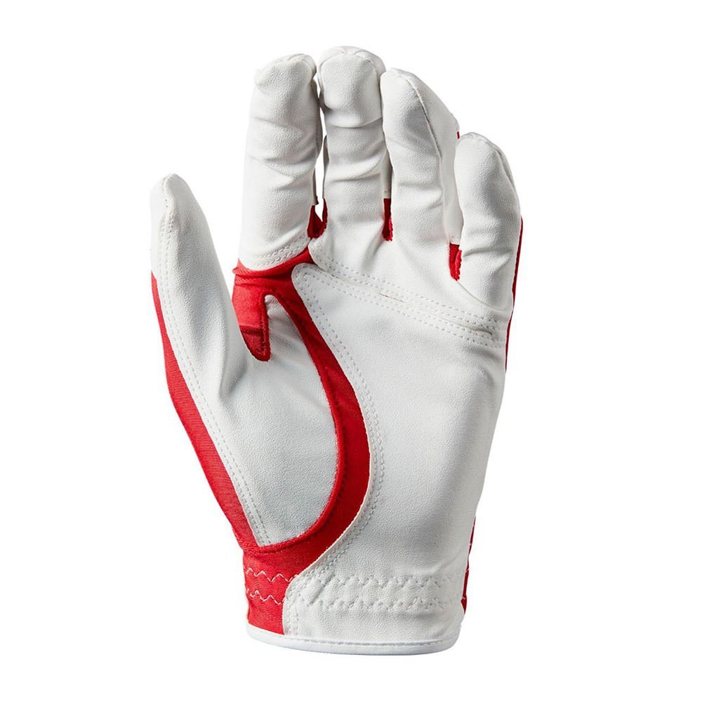 Wholesale Stylish Cabretta Leather Golf Gloves | Anti-Slip Full Finger Breathable Custom Logo Red & White Design - Image 5