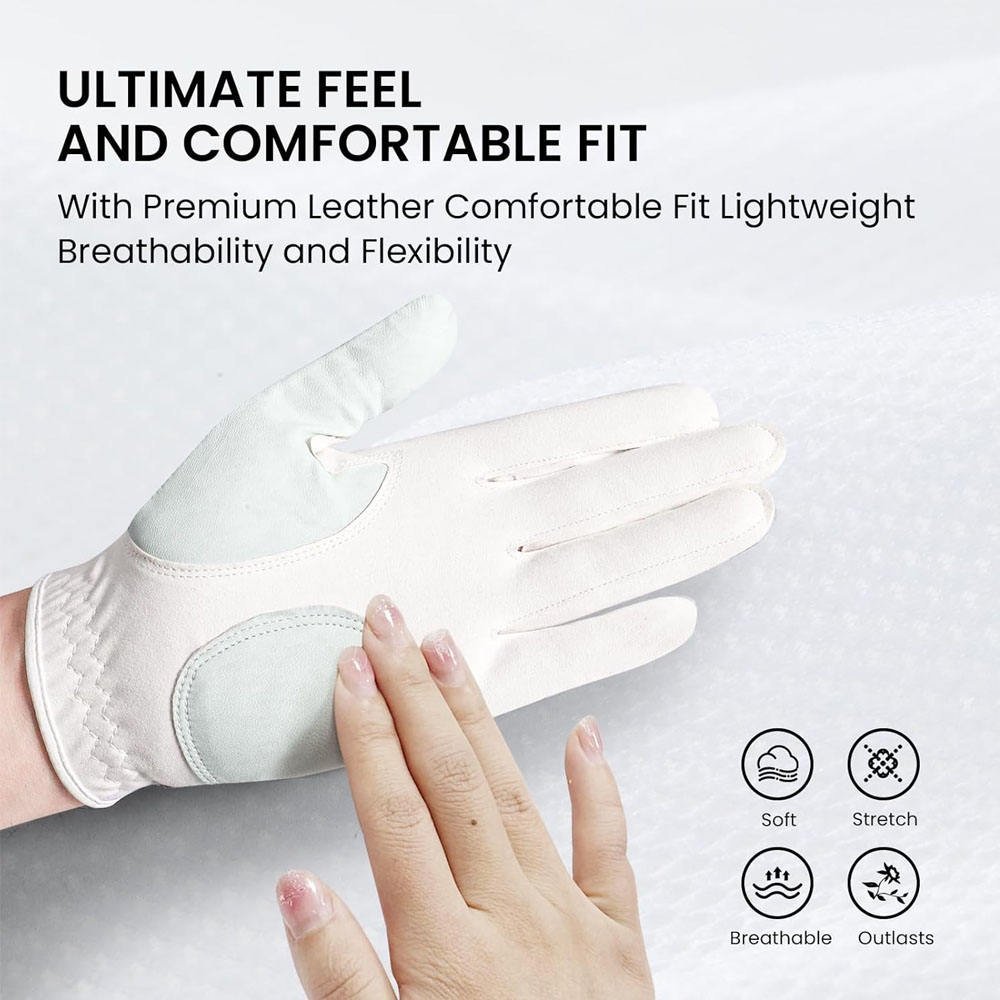 Women's Waterproof Genuine Leather Golf Gloves – Non-Slip Grip with UV Protection - Image 4