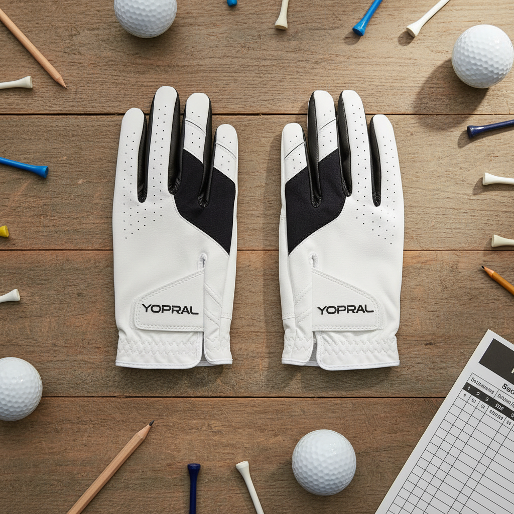 Professional men's cabretta sheepskin golf gloves with anti-slip grip and breathable leather construction in black colour
